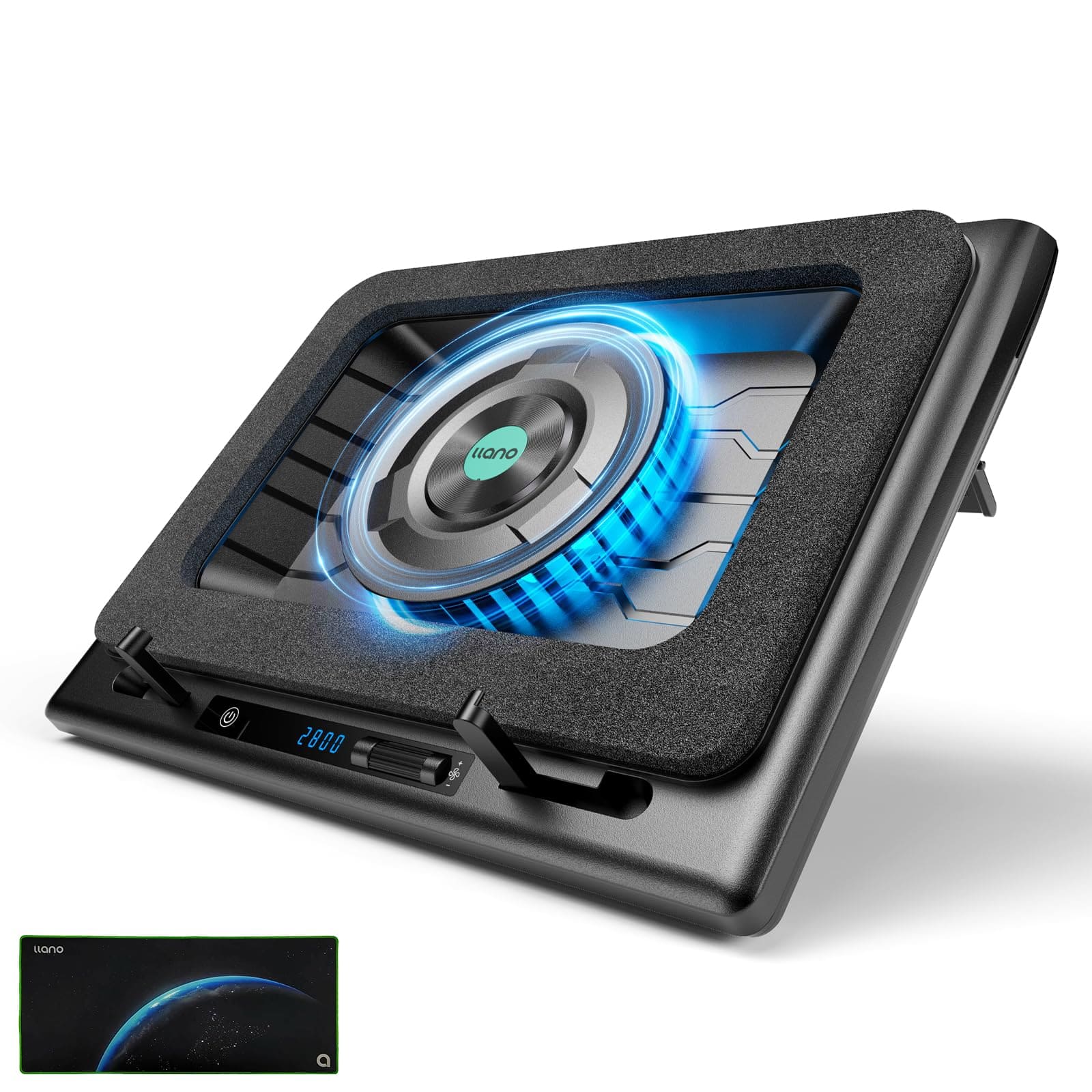 HongFei - Gaming Laptop Cooler, V12 Laptop Cooling Pad Stand with 5.5inch Fan, Fast Cooling Computer Laptop 15.6-21in - Black