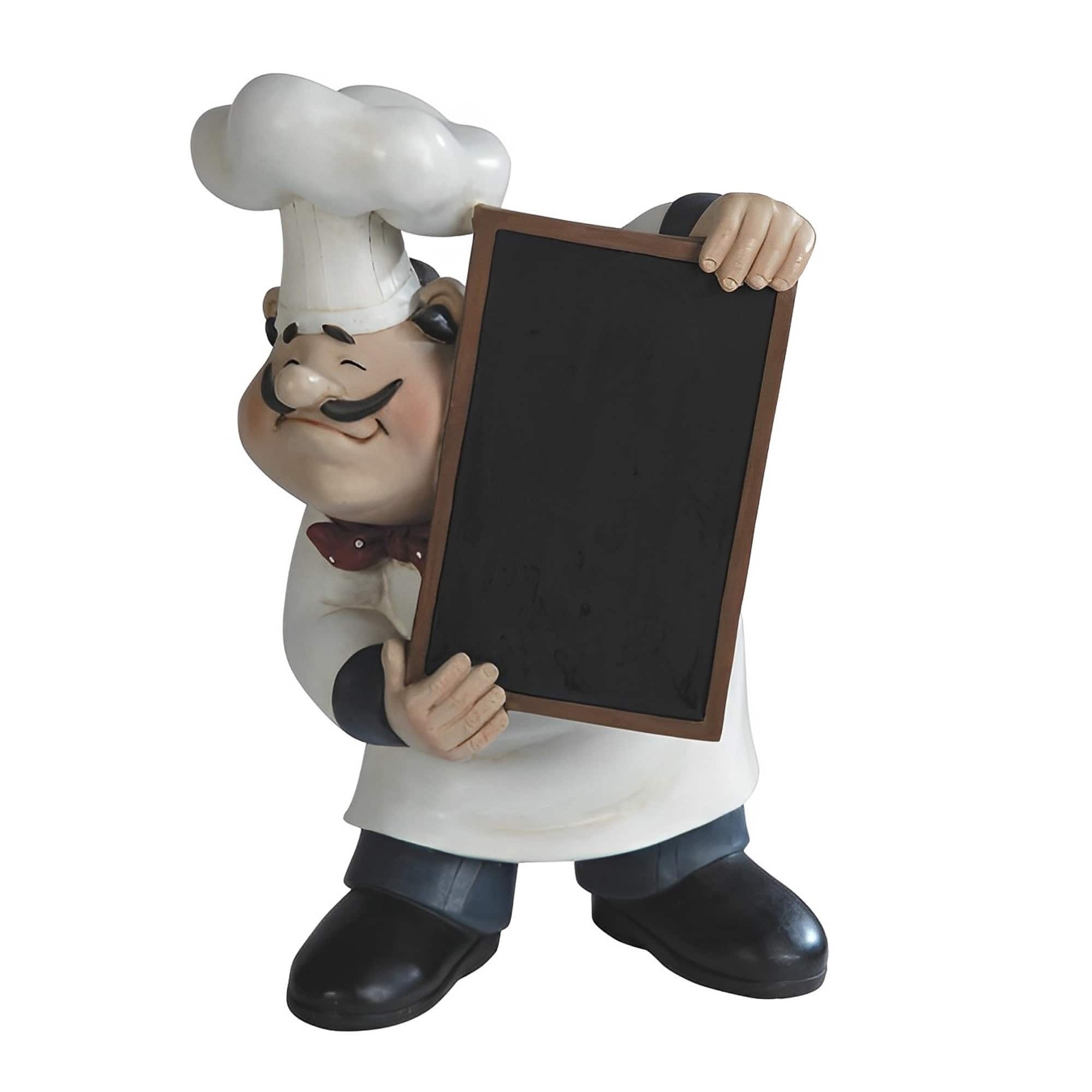 FC Design - 11"H Chef Holding Chalkboard Menu board Kitchen Figurine Statue Desk Tabletop Home Decor Gift - Multi-Color