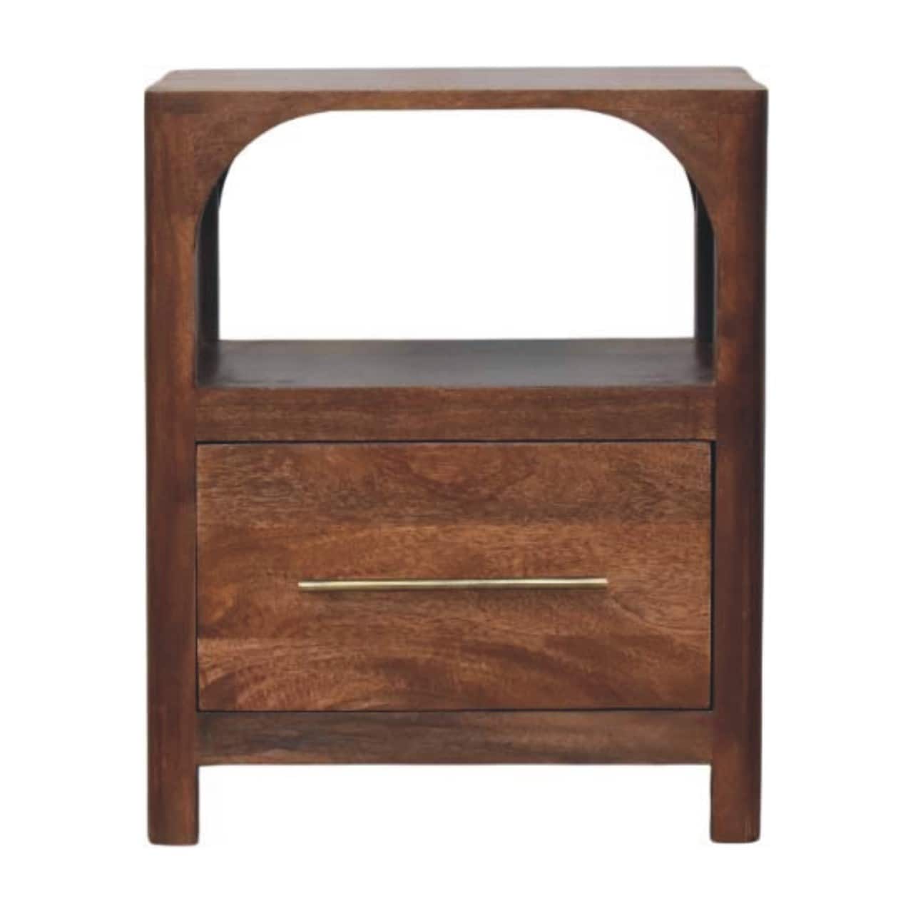 Artisan Furniture - Solid Wood Arc-Line Bedside Table, 1 Drawer - Brown