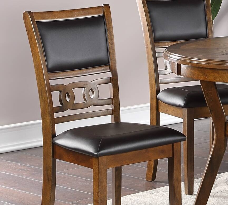 Alt View 2. TinyHomie - Dining Room Furniture Walnut Finish Set of 2 Side Chairs Cushion Seats Unique Back Kitchen Breakfast Chairs - Walnut.