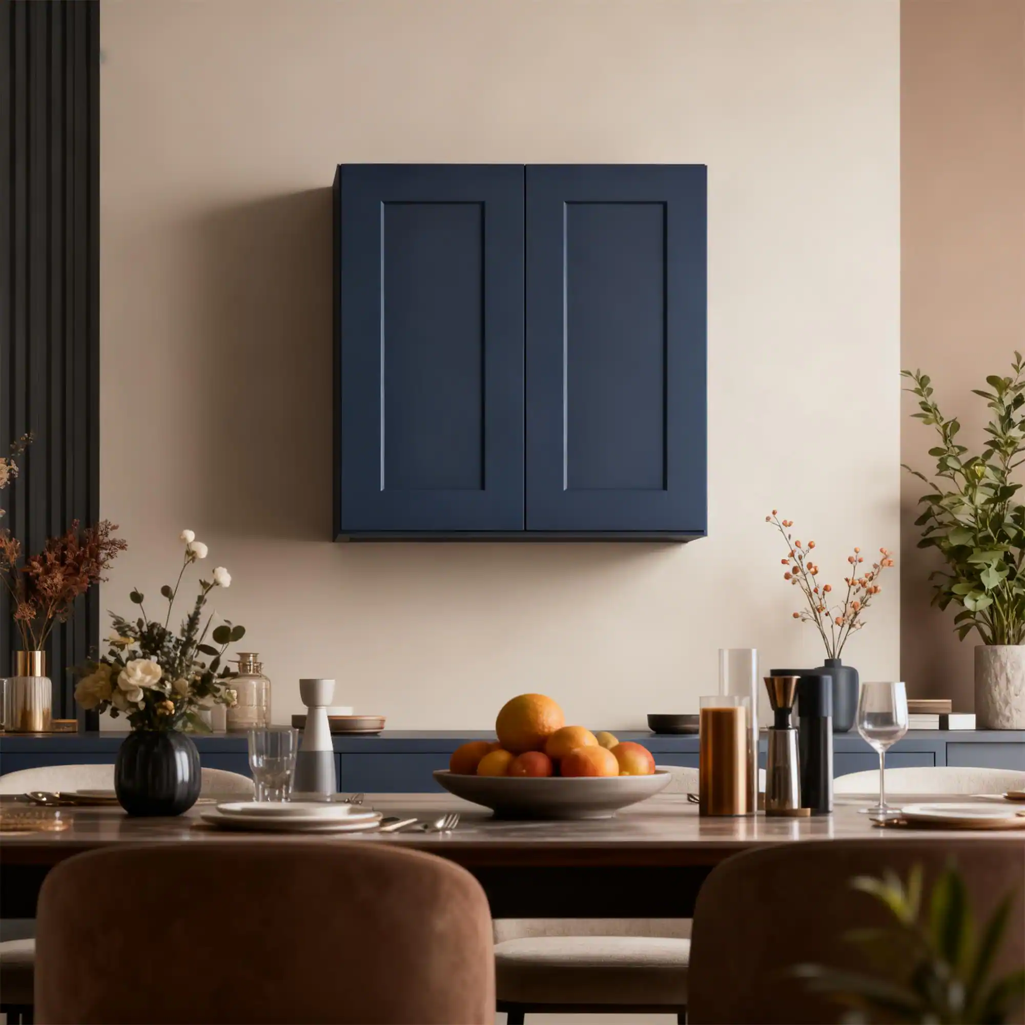 Alt View 4. Boyel Living - Navy Blue Shaker Wall Cabinet 24-in L x 12-in W x 30-in H with Soft Close, Adjustable Shelves for Kitchen Bathroom Laund - Navy Blue.