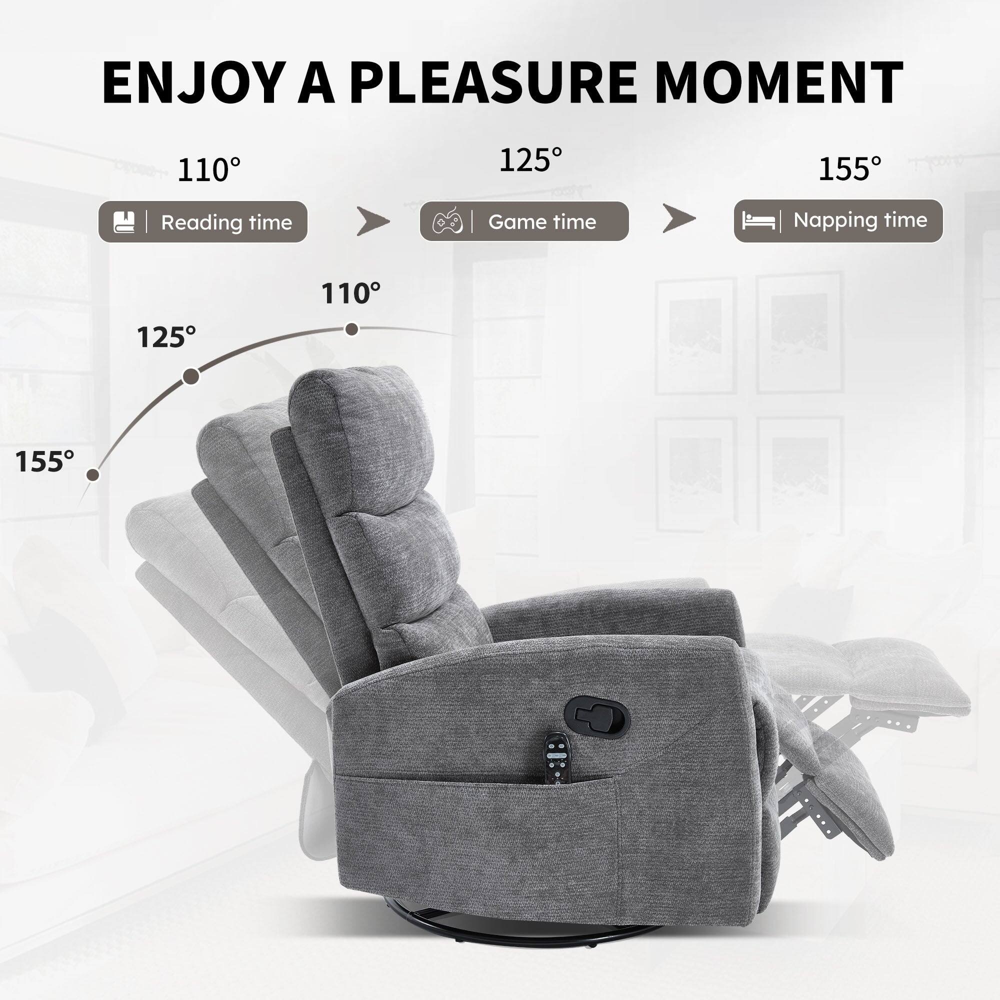 ENJOY A PLEASURE MOMENT

110° Reading time  
125° Game time  
155° Napping time