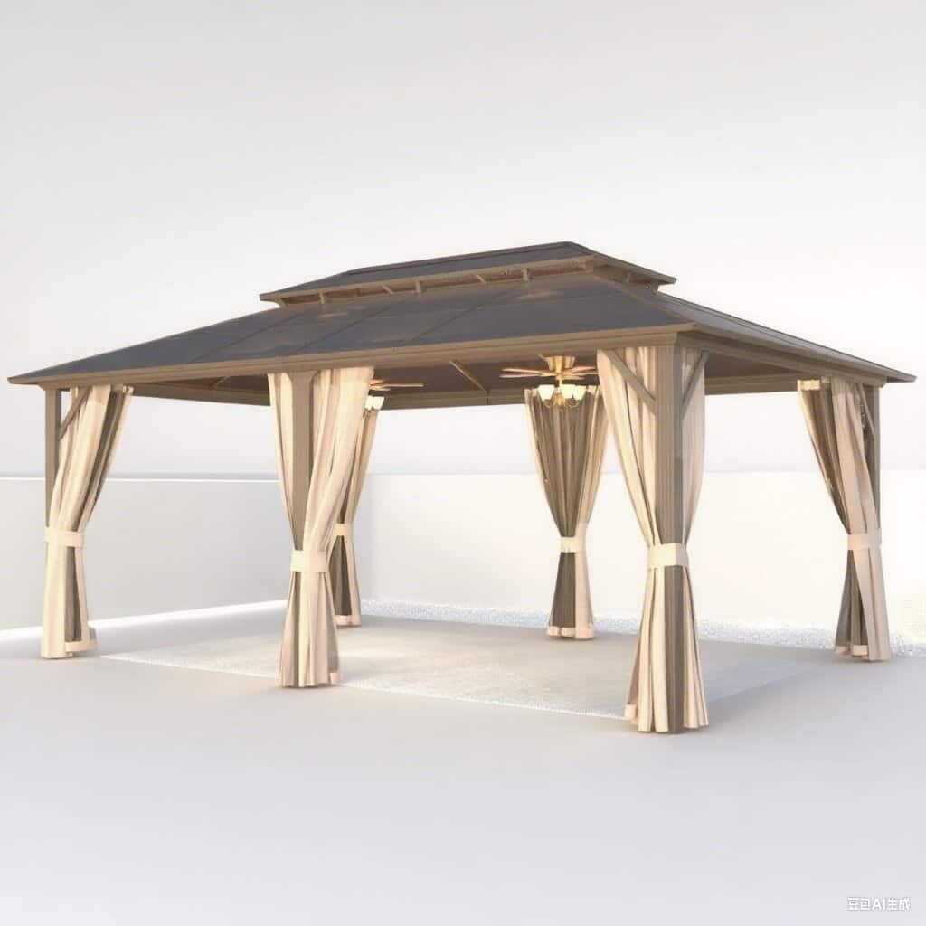 Front. U-HOMY - 12'x18' Aluminum Double‑Roof Gazebo - AluminumFrame.