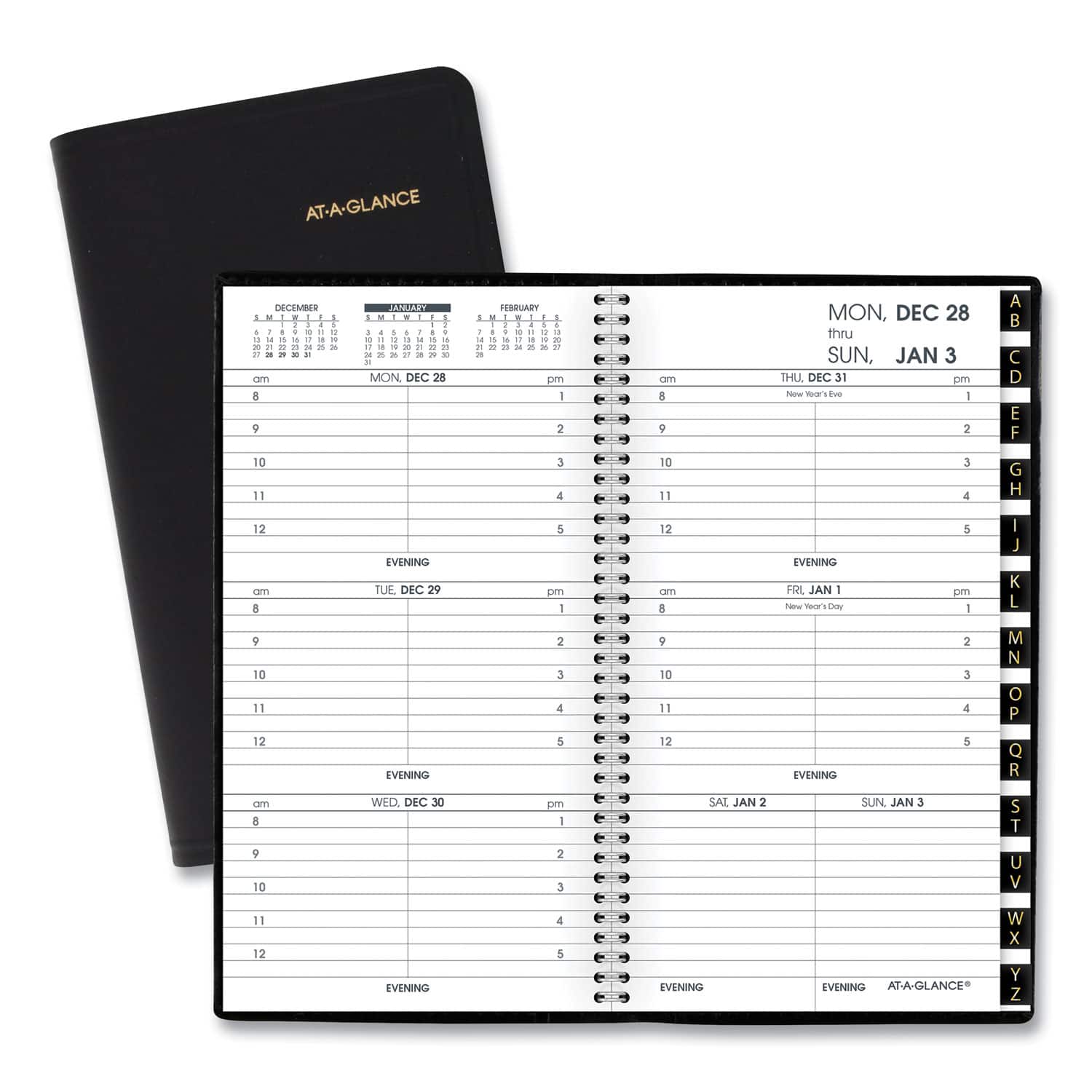AT-A-GLANCE - Compact Weekly Appointment Book 6.25 x 3.25 Black Cover 12 Month Jan to Dec 2026