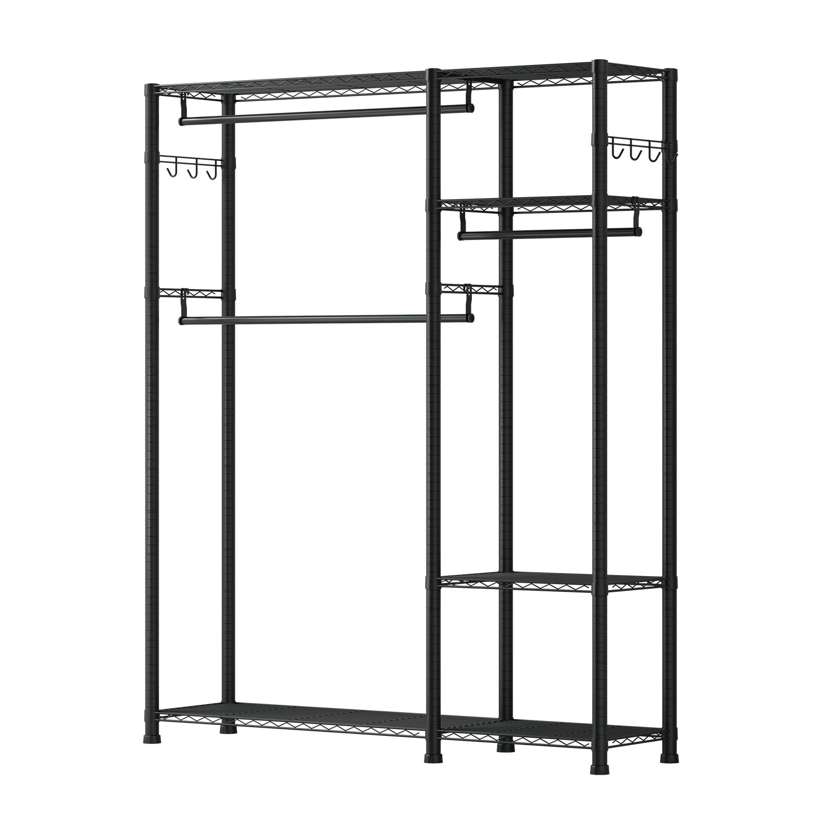 Alt View 5. VEVOR - Clothing Garment Rack, Heavy Duty Clothes Rack, 6 Adjustable Tiers Clothes Racks with Steel Frame, 800 lbs Load Capacity - Black.
