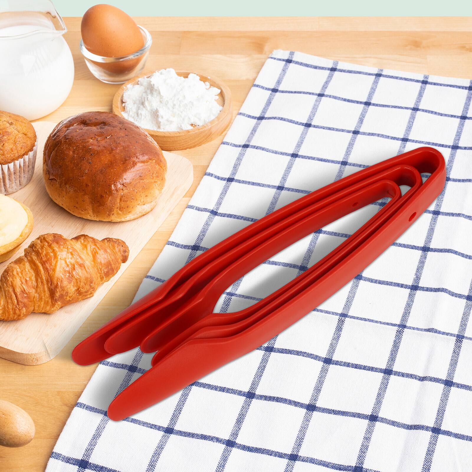 Back. Hansmart - HANSMART 3PK PP Food Tong Kitchen Tongs Non-slip Cooking Clip Clamp BBQ Salad Tools Kitchen Accessories Cake Food Clip - Red.