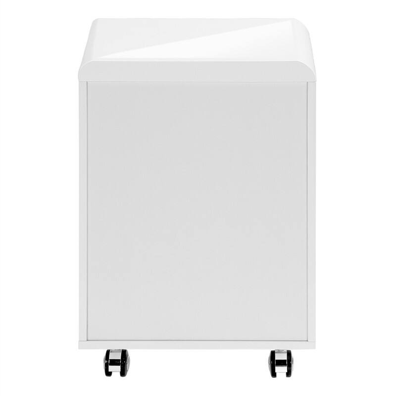 Alt View 2. HTUTWOO - File Cabinet - 3-Drawer Rolling Mobile Storage Cabinet, Printer Stand, Office Organization, Glossy White Laminate Finish - White.