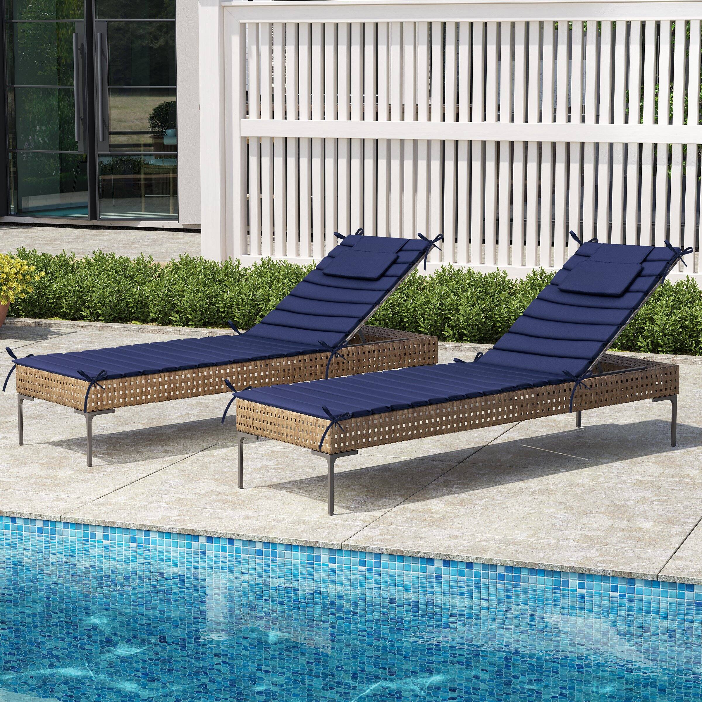 Angle. Crestlive Products - Crestlive Products Outdoor Patio Lounge Chair Cushion - Navy.