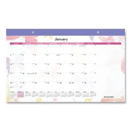 AT-A-GLANCE - Watercolors Monthly Desk Pad Calendar Butterfly Artwork 17.75 x 11 White Sheets Purple Binding 12 Month Jan Dec 2026