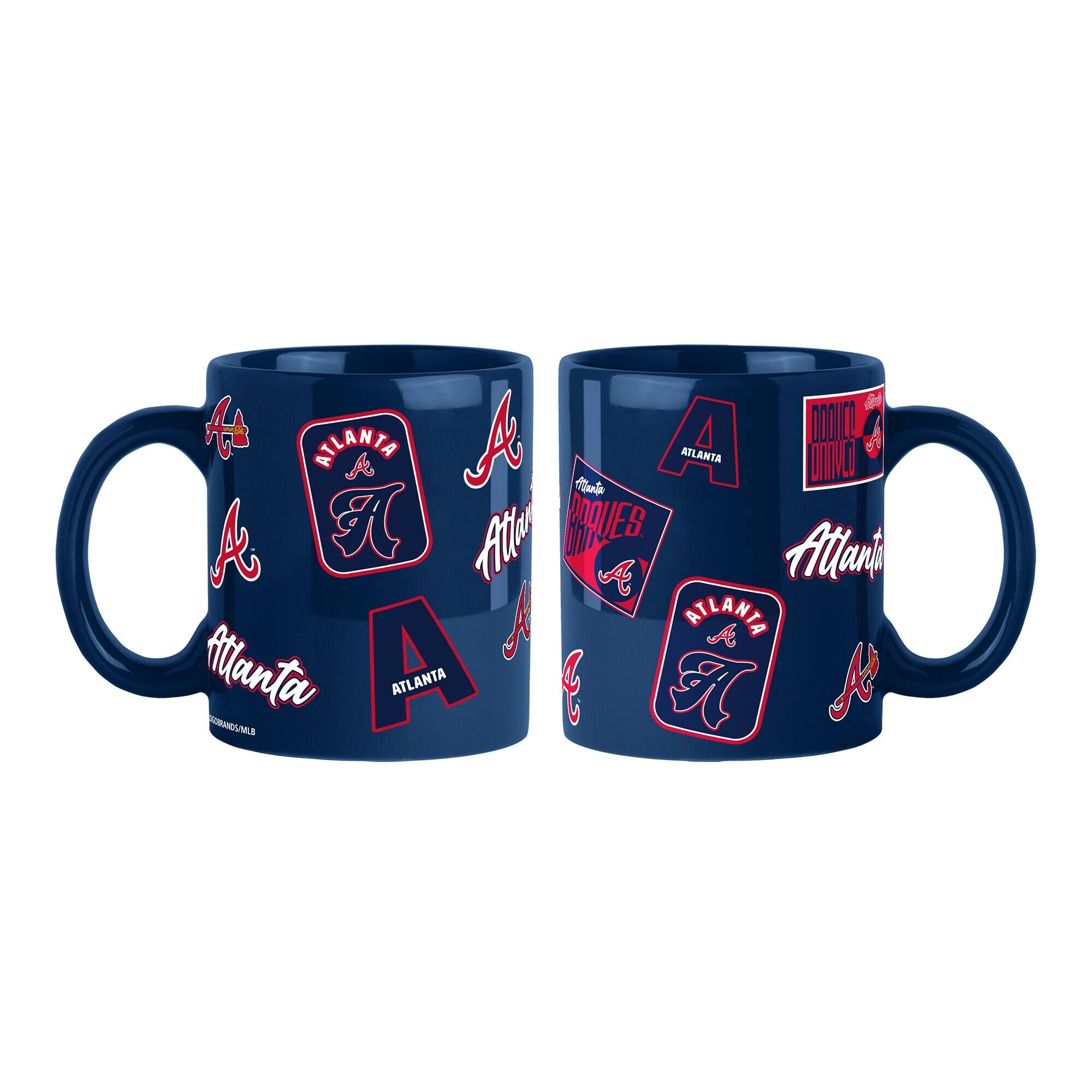 Logo Brands - Atlanta Braves 2-Pack 15oz. Color Mug Set - Navy