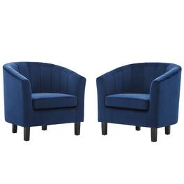 Prospect Channel Tufted Performance Velvet Armchair Set of 2 by Modway - Blue