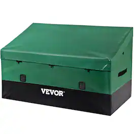 VEVOR - Outdoor Storage Box, 150 Gallon Waterproof PE Tarpaulin Deck Box with Galvanized Frame,All-Weather Protection & Portable - Brown, Black