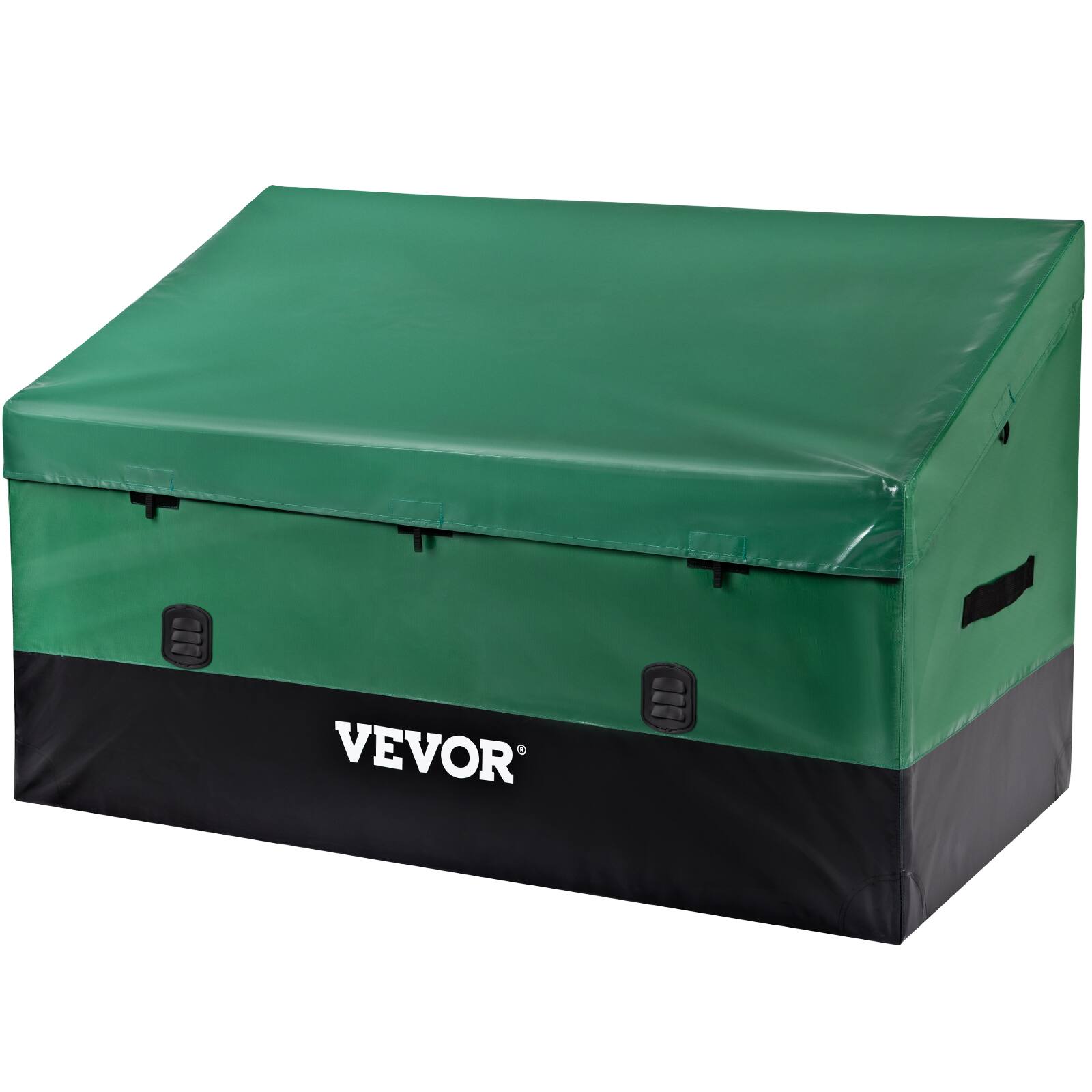 Front. VEVOR - Outdoor Storage Box, 150 Gallon Waterproof PE Tarpaulin Deck Box with Galvanized Frame,All-Weather Protection & Portable - Brown, Black.