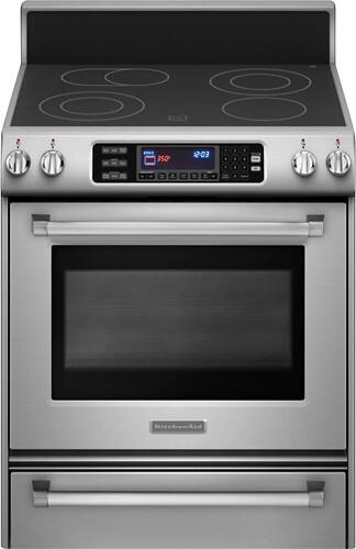 Front Standard. KitchenAid - Pro Line Series 30" Self-Cleaning Freestanding Electric Convection Range - Stainless-Steel.