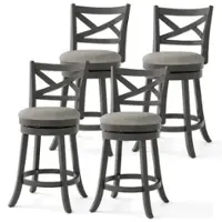 Costway - Swivel Bar Stools Set of 4 Counter Height Chairs with Hollow Back Soft-padded Seat - Grey - Front_Zoom