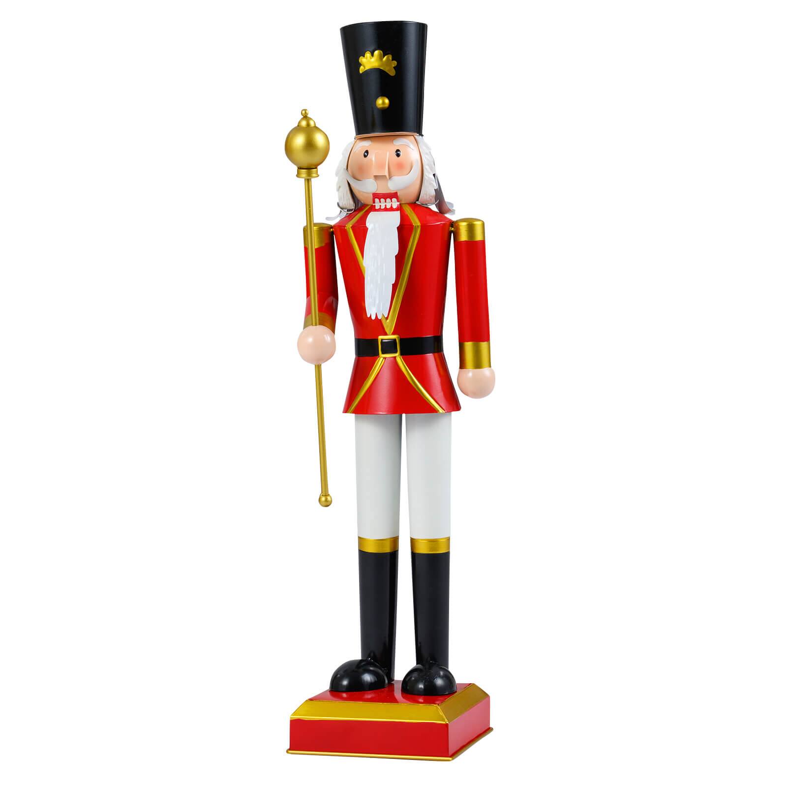 Alt View 9. Costway - Costway 32.5" Christmas Nutcracker with High Hat & Beautiful Scepter, Uniform & Boots Advent Calendar - Black+Red.