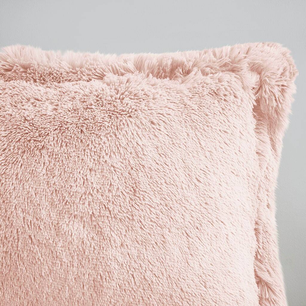 Alt View 3. Gracie Mills - Gracie Mills Susie Solid Shaggy Long Fur Duvet Cover Set - Blush.