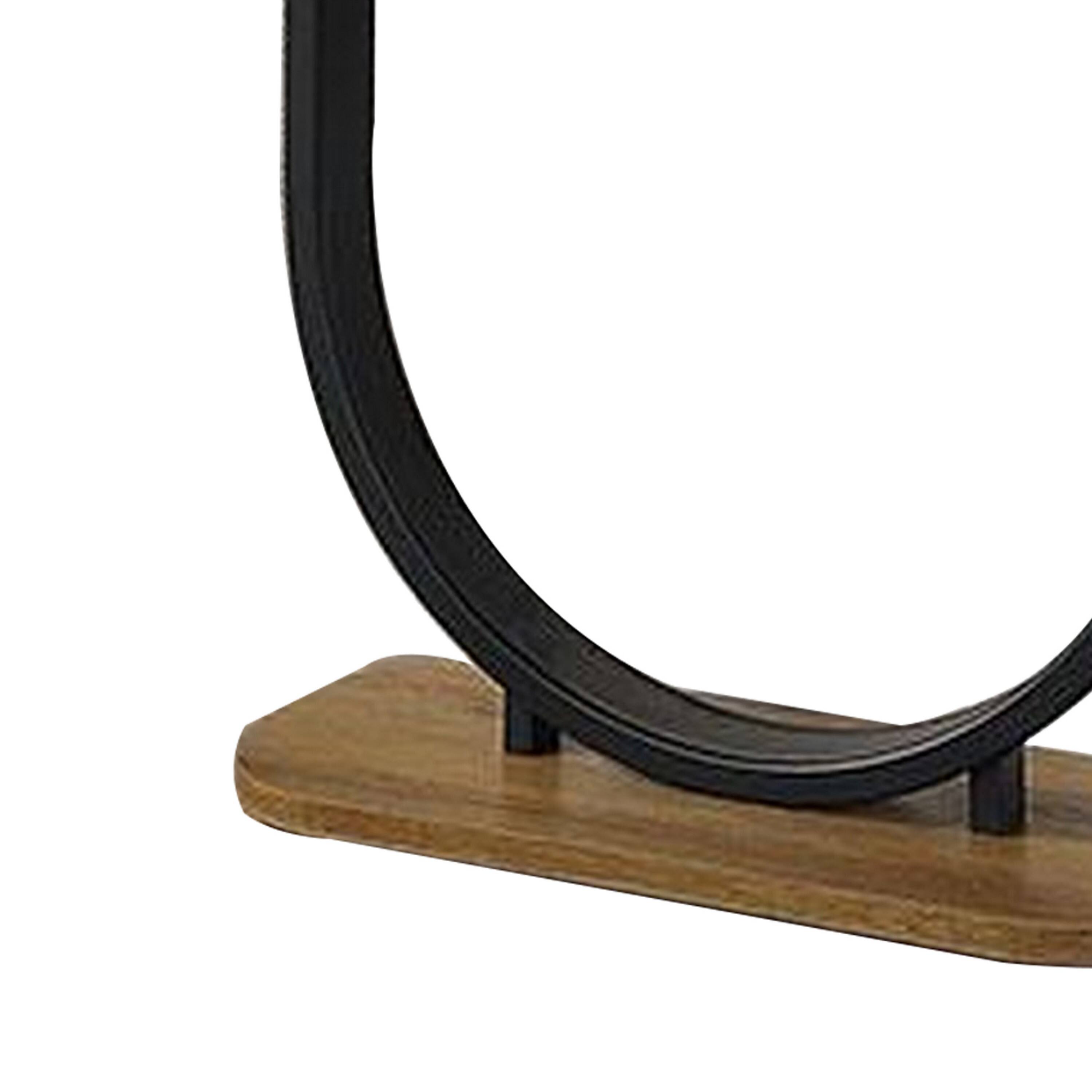 Alt View 3. Manhattan Lane - Obin 47 Inch Sofa Table, Rustic Oak Brown MDF, Black U Shape Steel Base - Black, Brown.