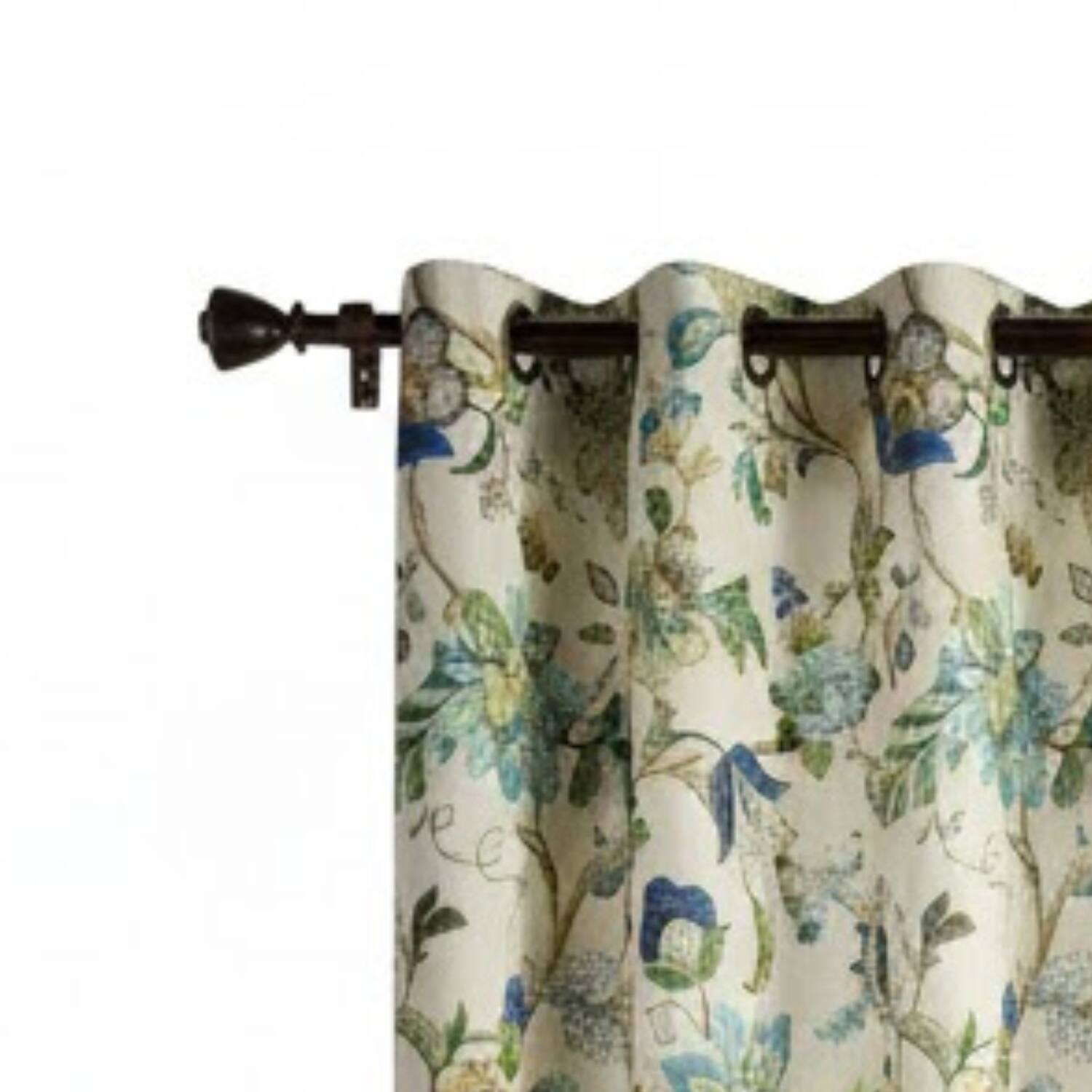 Alt View 1. Ellis Curtain - ELLIS 100% Polyester Brissac Colrful Jacobean Pattern Grommet Panel Lined 50" x 84" Blue - Blue.