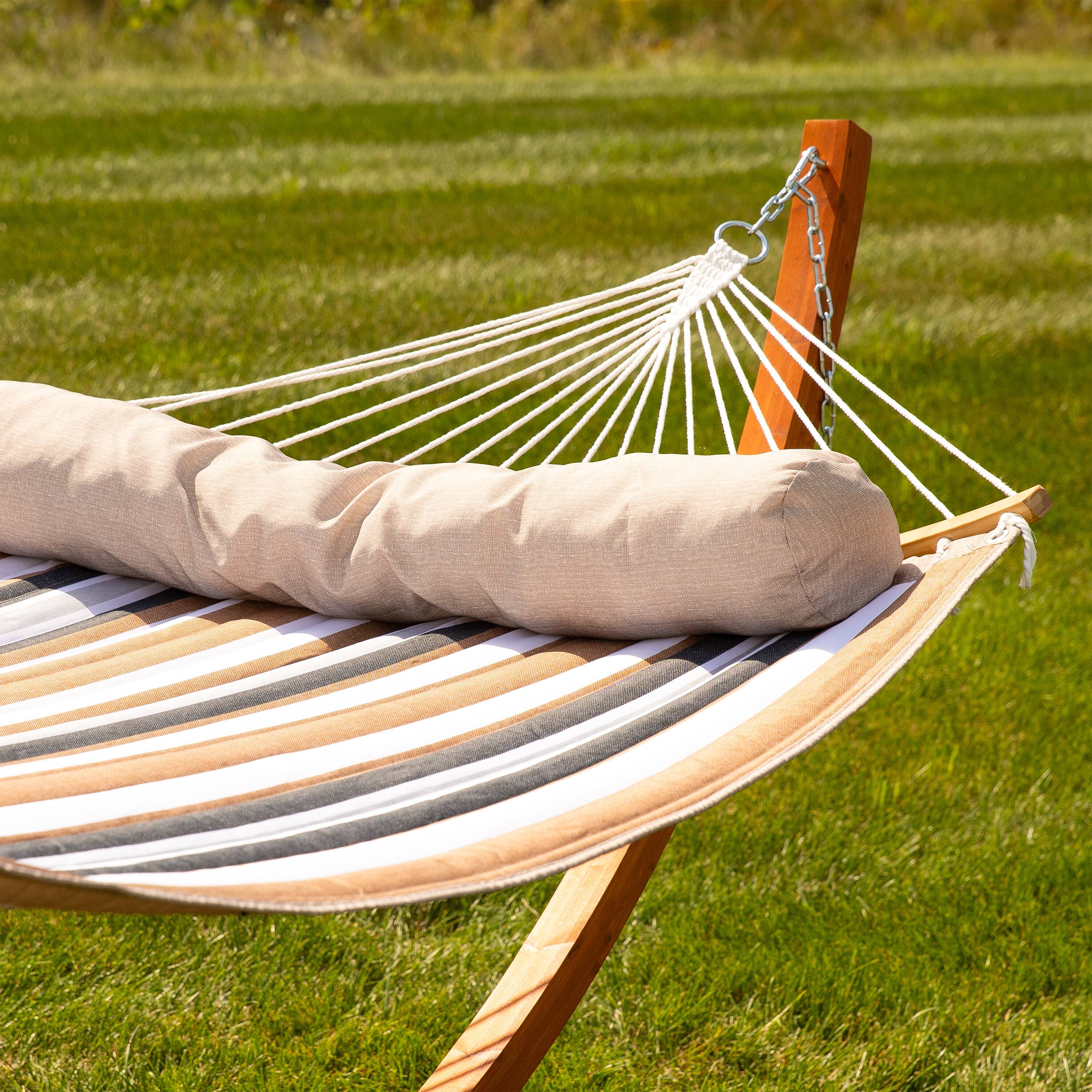 Alt View 10. Sunnydaze - Quilted Hammock with Curved Spreader Bar - Calming Desert.