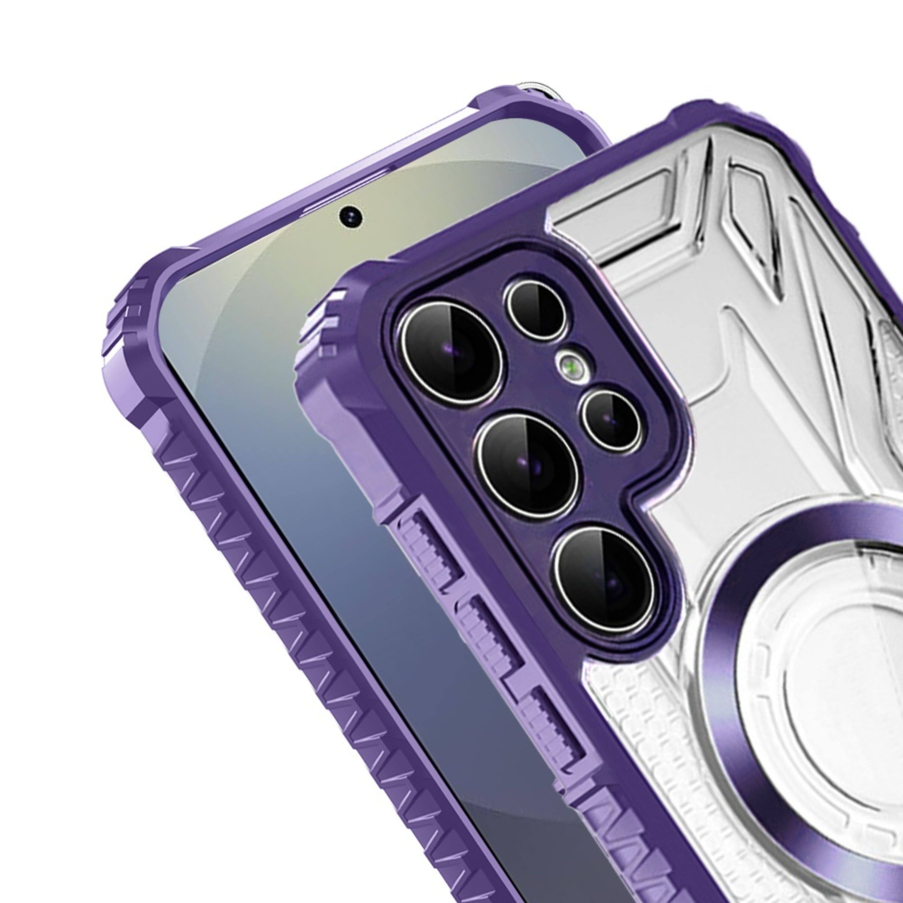 Left. Kitcheniva - Shock Absorbent Cover Magnetic Circle Phone Case With Tempered Glass For Samsung Galaxy S26 Ultra Purple - Purple.