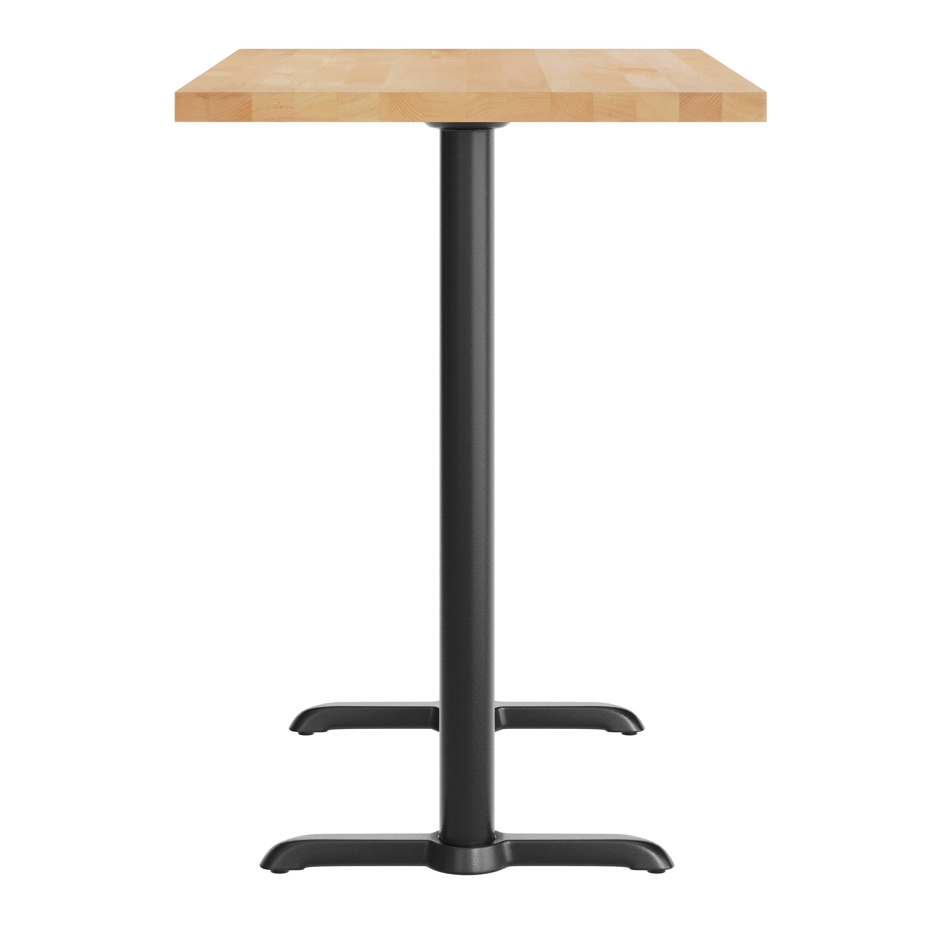 Left. Flash Furniture - Bennett 30" x 48" Solid Wood Commercial Indoor Tabletop in Natural with Dual 5" x 22" Bar Height Rust-Resistant Black Ca - Natural.