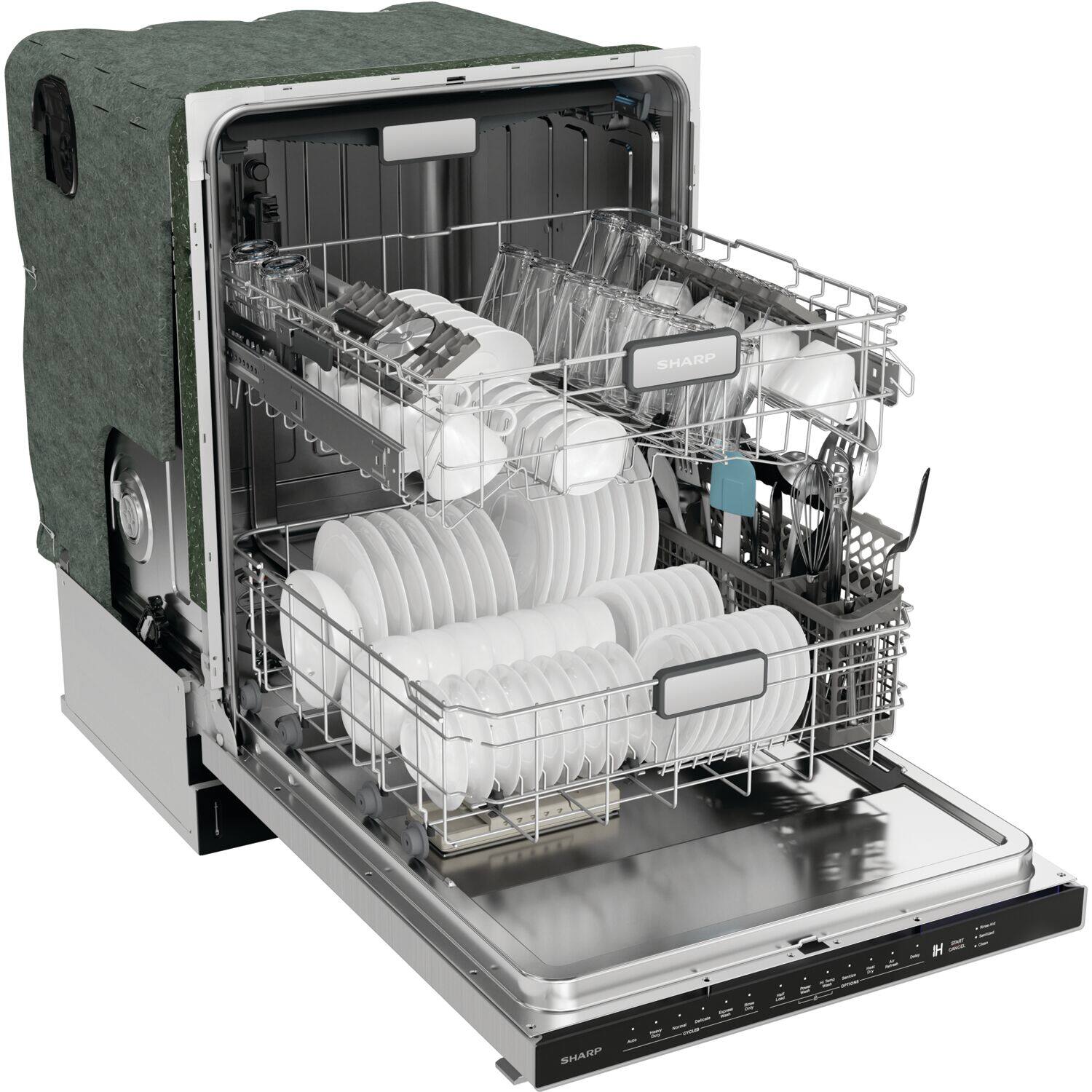 Alt View 12. Sharp - 24-In. Top Control Slide-In Dishwasher in Stainless Steel.