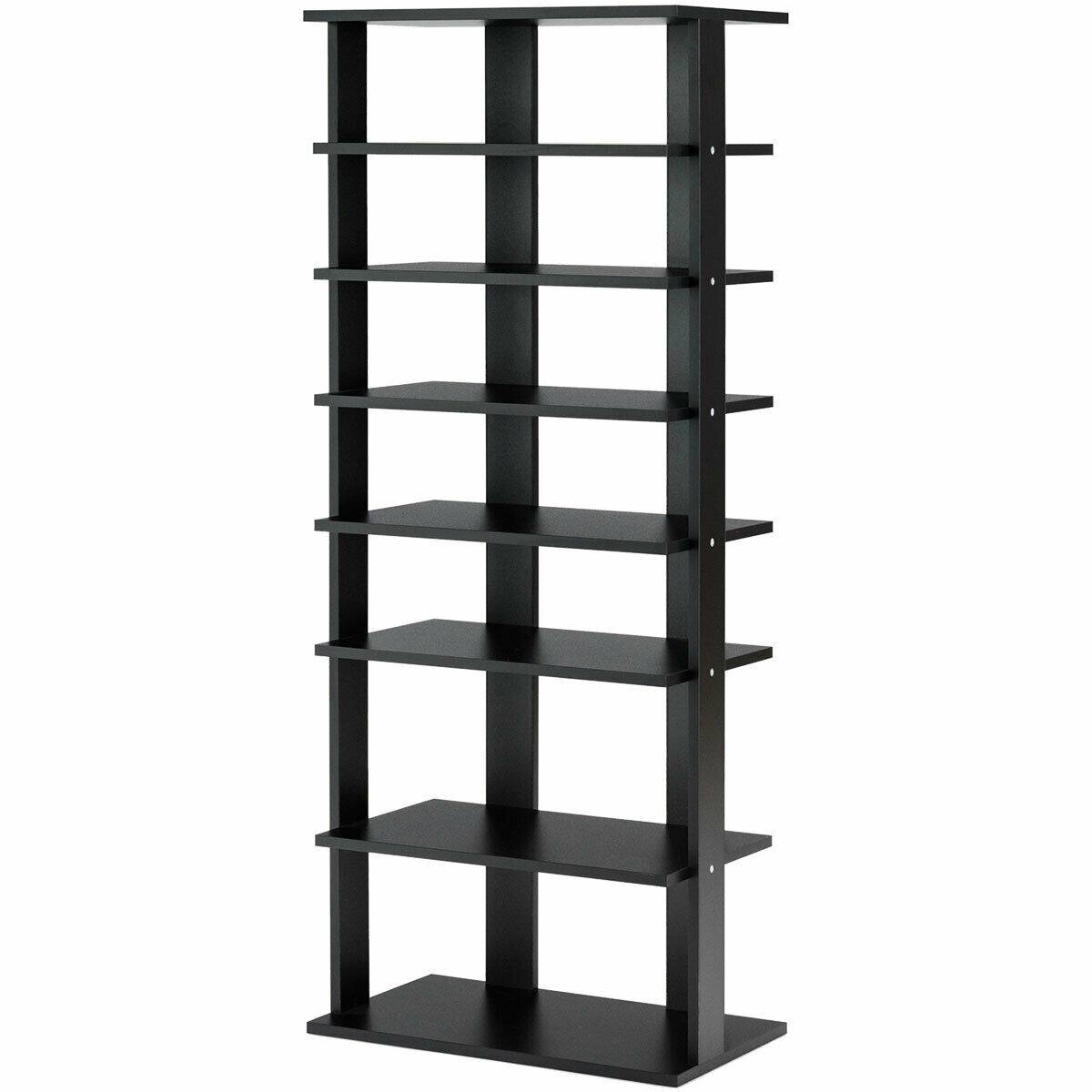 Alt View 8. Gymax - Gymax Patented 7-Tier Dual Shoe Rack Practical Free Standing Shelves Storage Shelves Concise - Black.