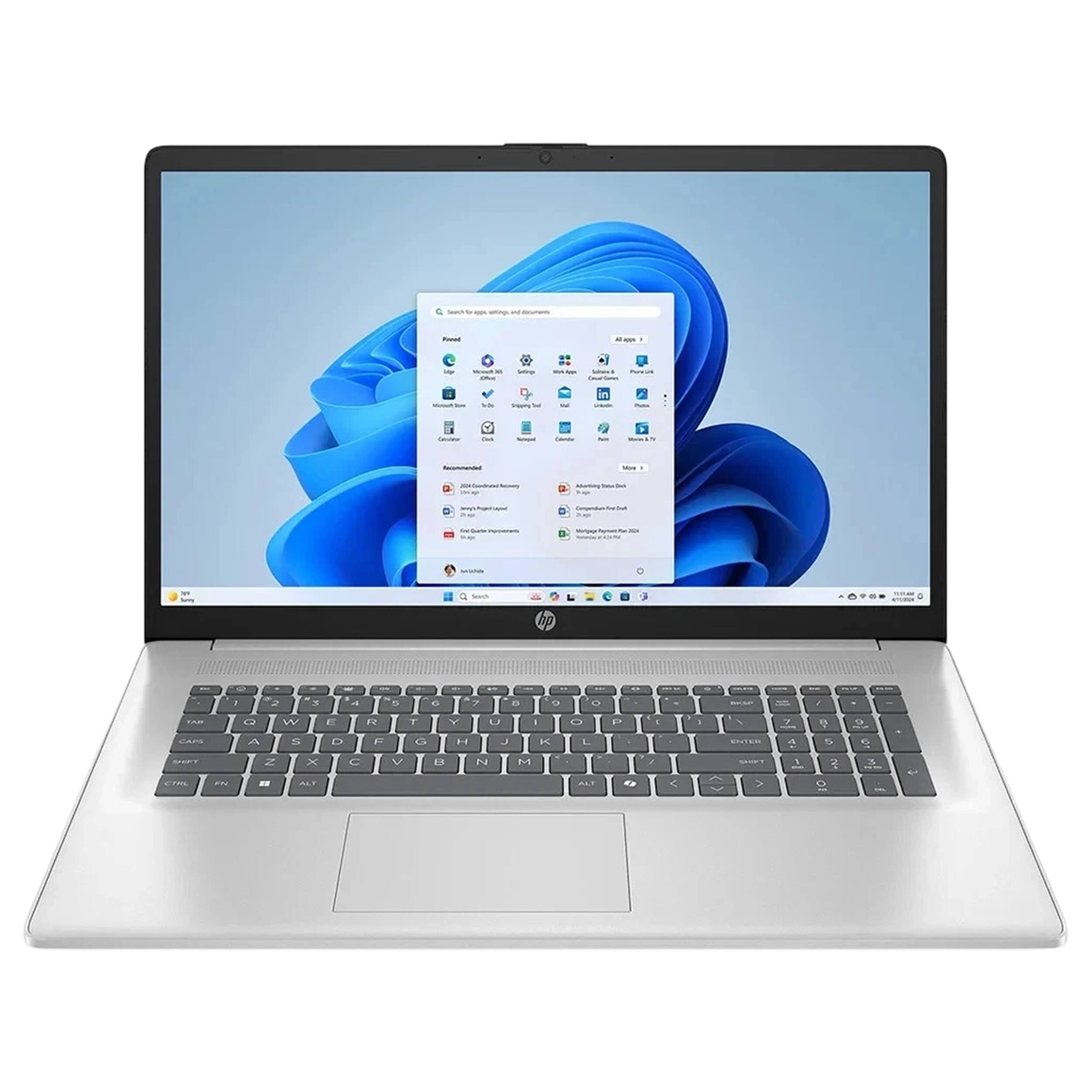 Alt View 3. HP - HP 17.3" HD+ Touchscreen Laptop,Intel 5 120U,16GB RAM,1TB SSD+160GB Dock Set,Intel Graphics,Win 11 Pro,Silver - Silver.