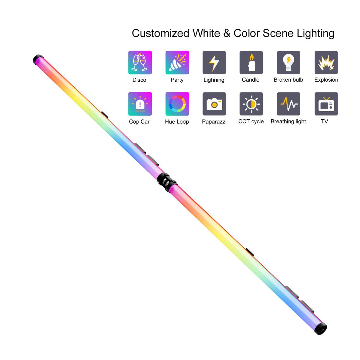 Customized White & Color Scene Lighting

- Disco
- Party
- Lightning
- Candle
- Broken bulb
- Explosion
- Cop Car
- Hue Loop
- Paparazzi
- CCT cycle
- Breathing light
- TV