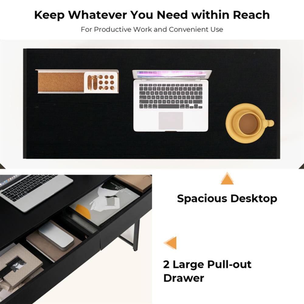 Keep Whatever You Need within Reach  
For Productive Work and Convenient Use

- Spacious Desktop
- 2 Large Pull-out Drawer