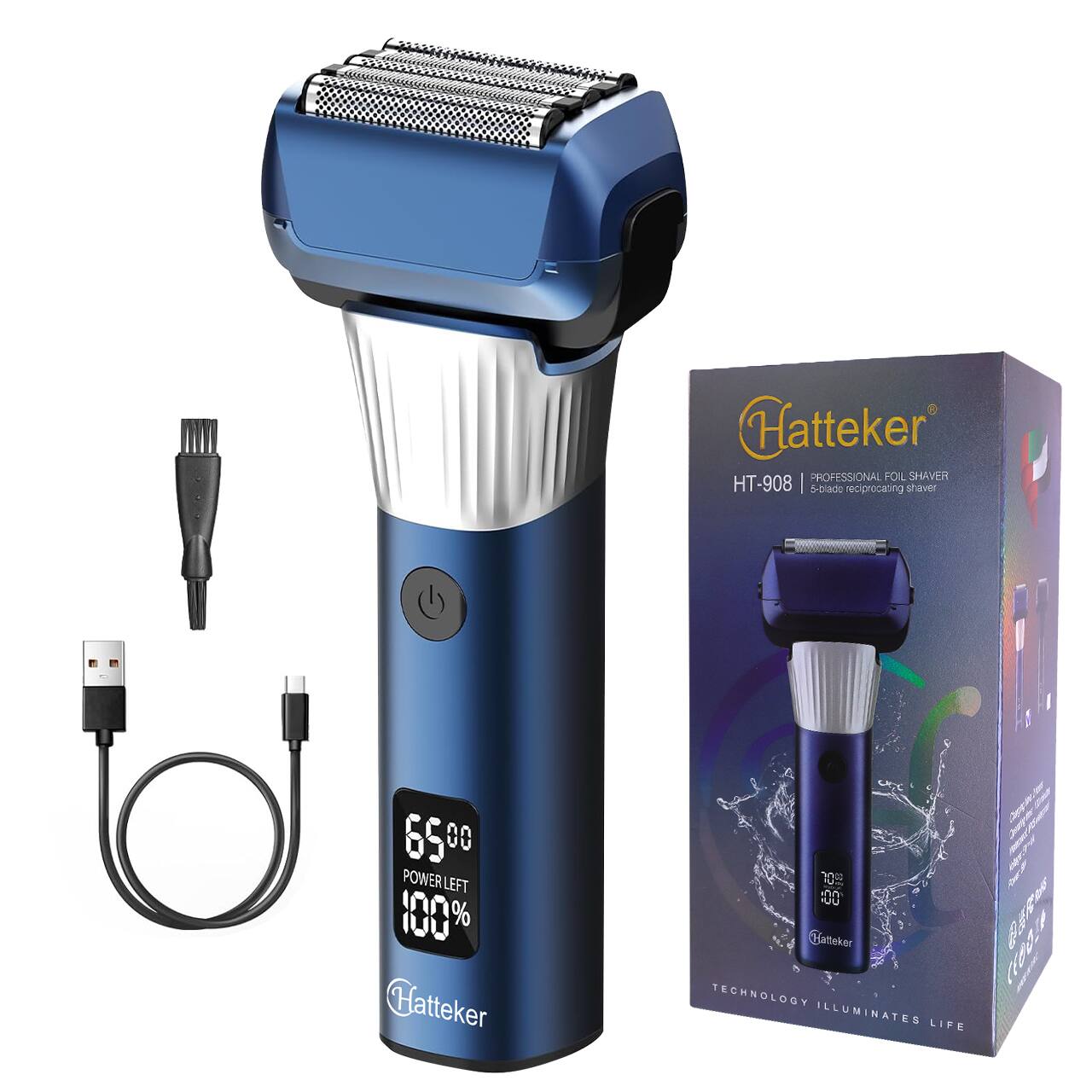 Hatteker PROFESSIONAL FOL SHAVER HT-908 | 5-blade reciprocating shaver

65:00 POWERLEFT 100% Hatteker

10 UU Hatteker TECHNOLOGY ILLUMINATES LIFE