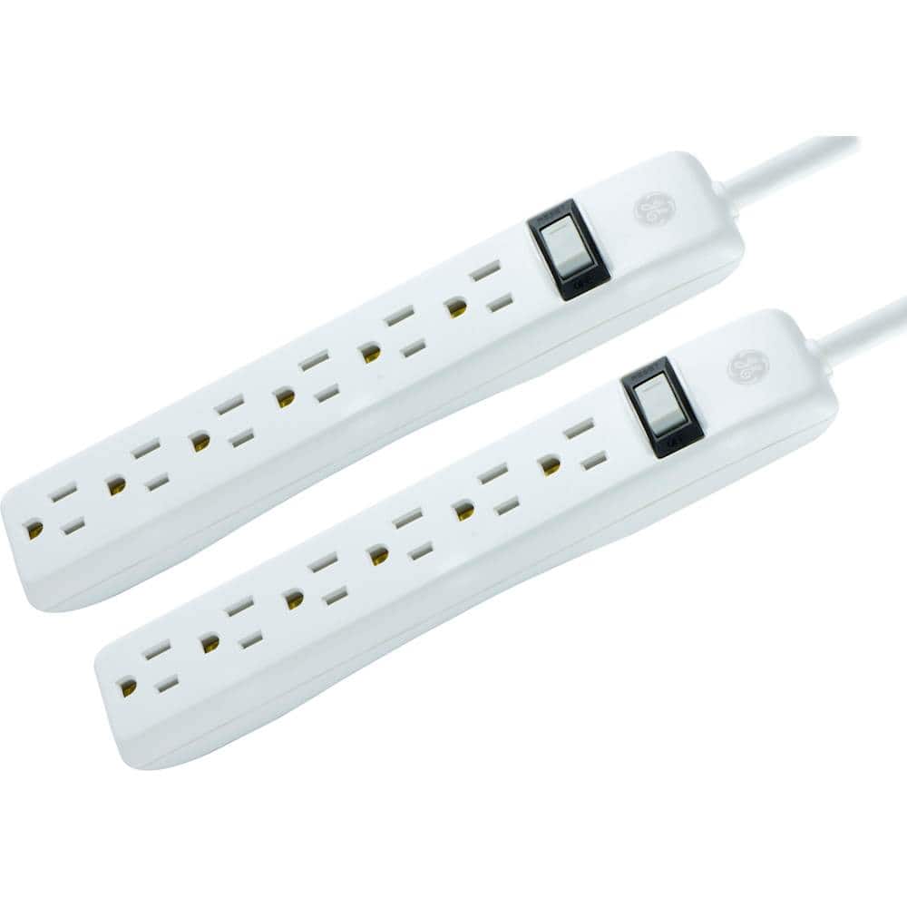 Alt View 11. GE - 6-Outlets Power Strip - White.
