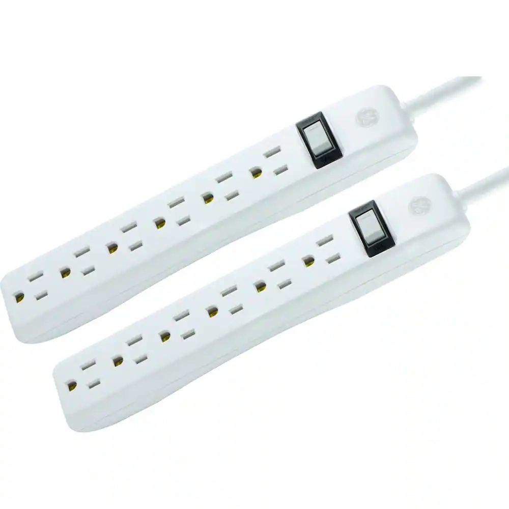Alt View 11. GE - 6-Outlets Power Strip - White.