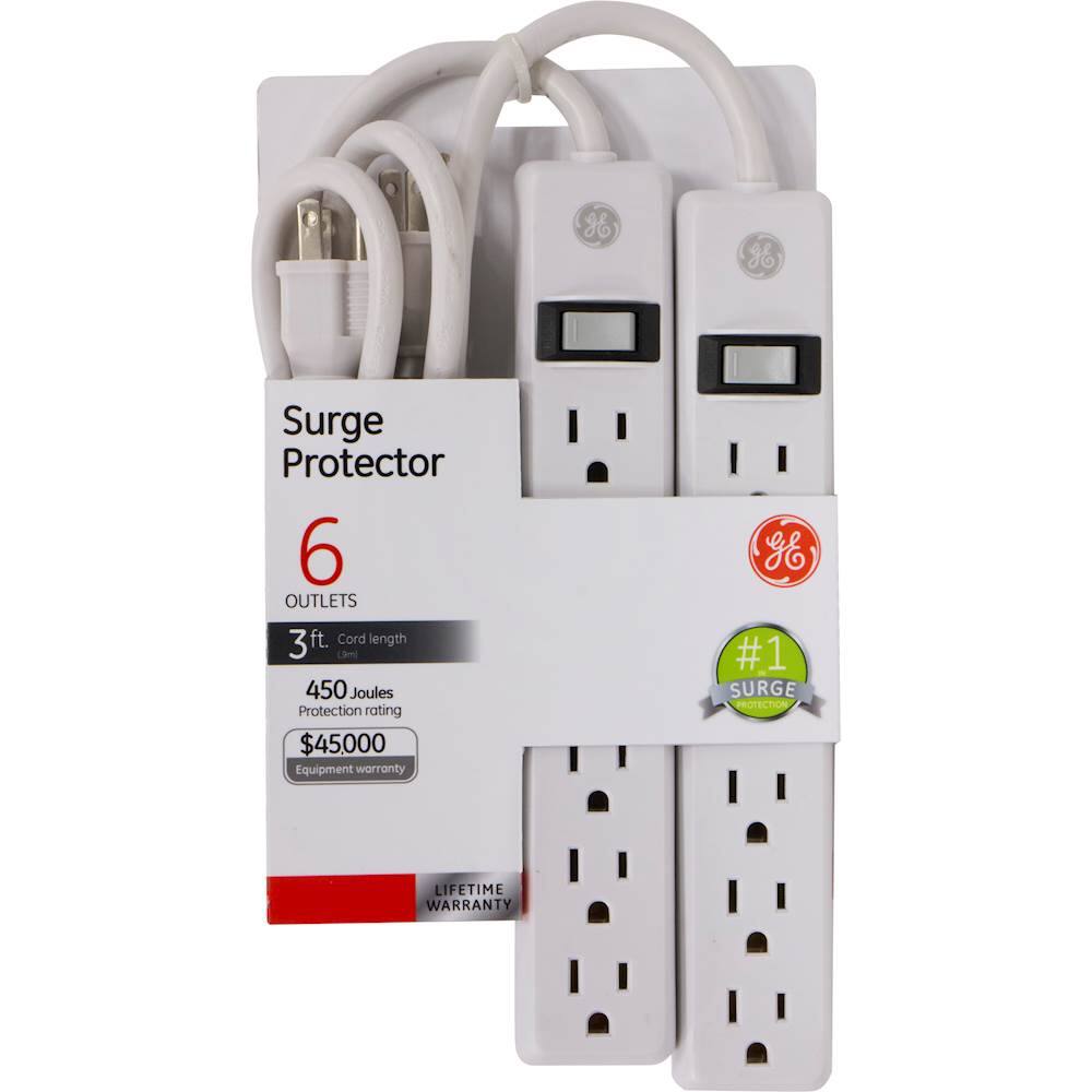 Alt View 12. GE - 6-Outlets Power Strip - White.