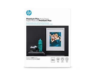 HP - Premium Plus Glossy Photo Paper, 8.5" x 11", 50 Sheet/Pack - Bright White