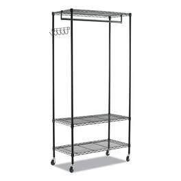 Alera - Wire Shelving Garment Rack, 40 Garments, 48w X 18d X 75h, Black - Black