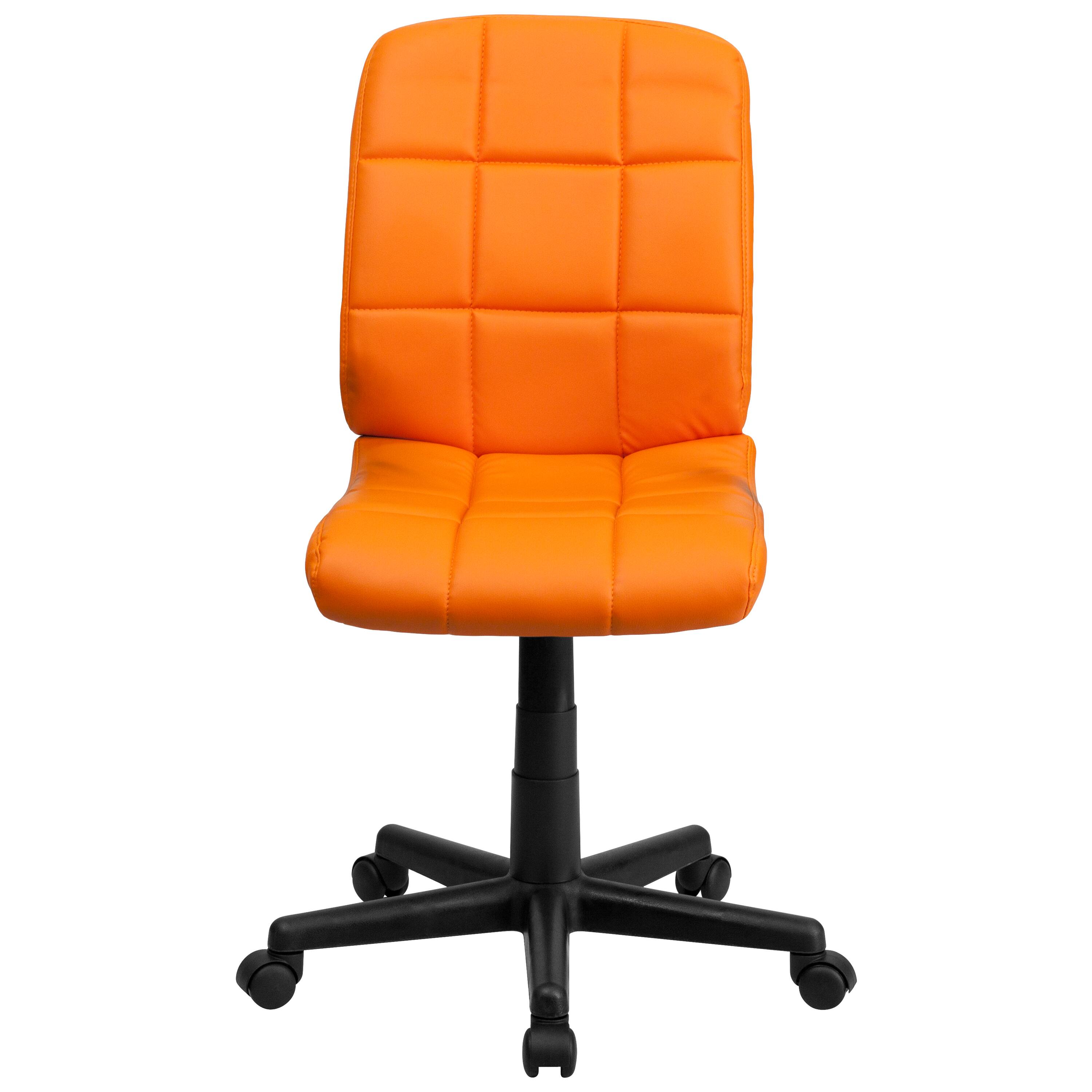 Alt View 7. Emma + Oliver - Mid-Back Quilted Vinyl Swivel Task Office Chair - Orange.
