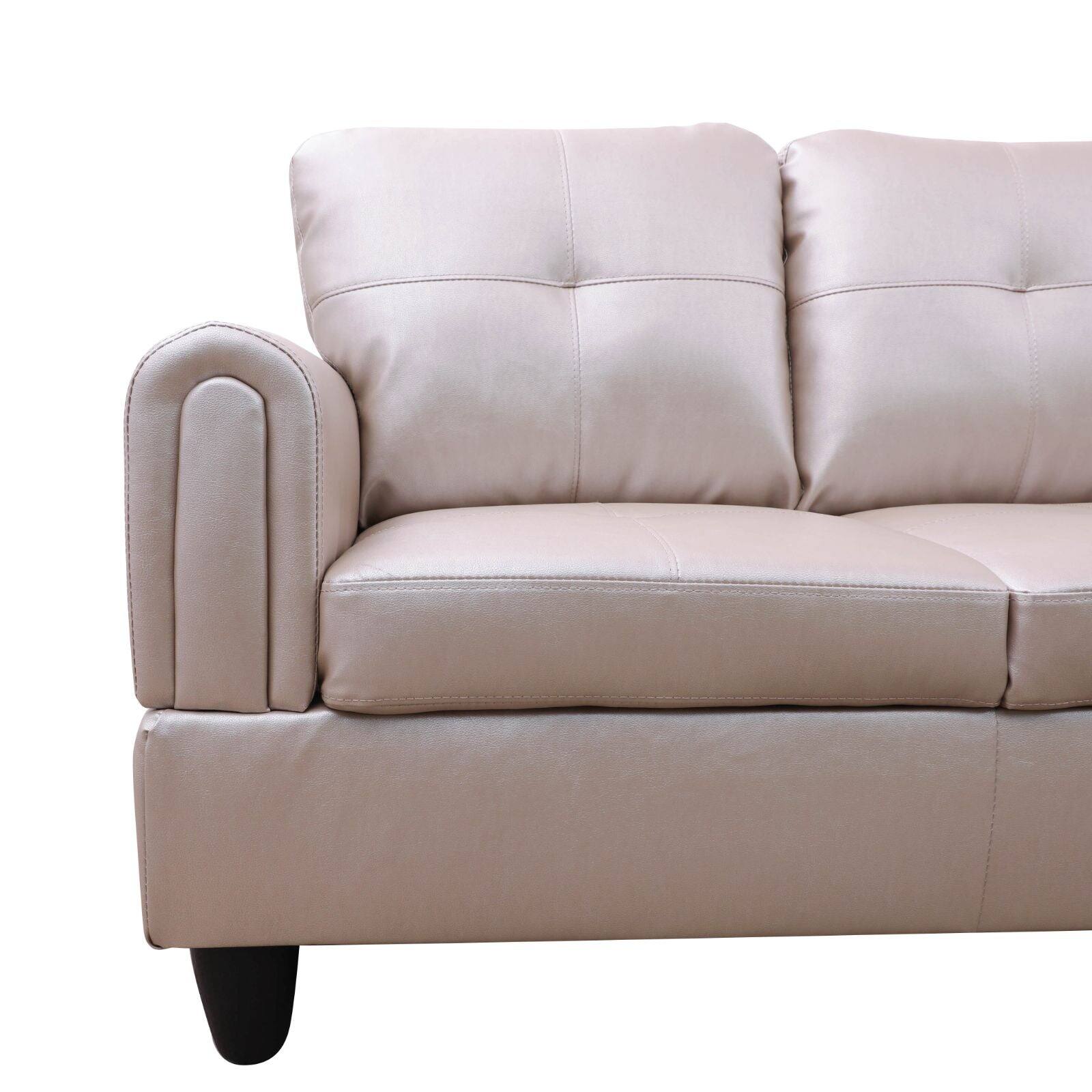 Alt View 5. Boyel Living - Premium Semi PU Upholstered Sofa Solid Wood Frame Double Spring with Right Chaise Lounge - Taupe.