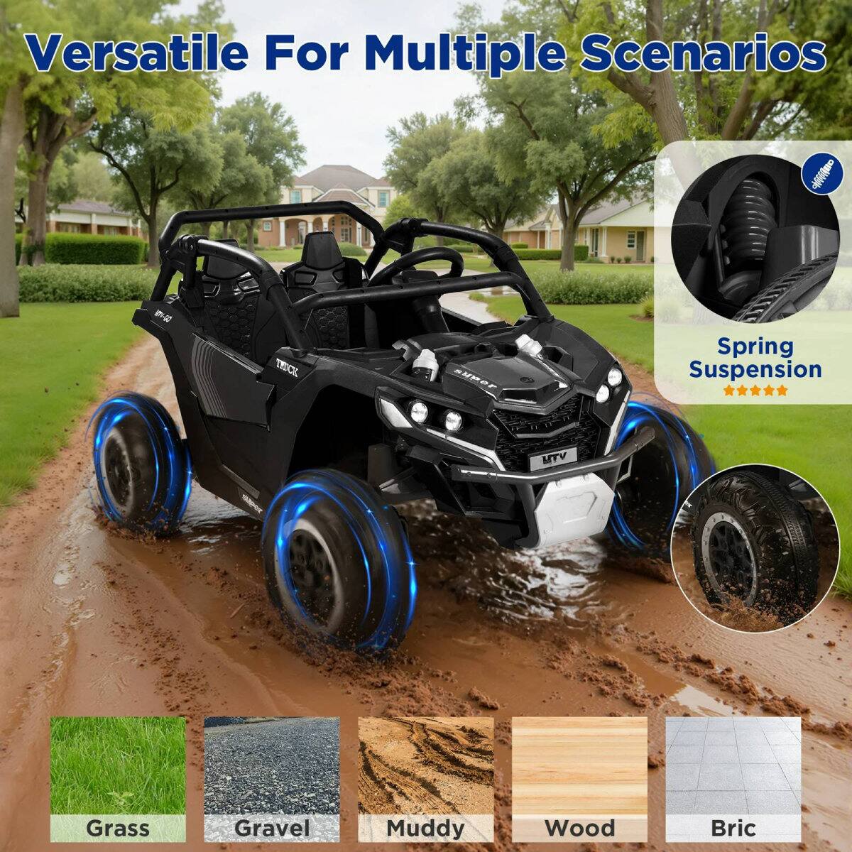 Versatile For Multiple Scenarios

Spring Suspension

Grass
Gravel
Muddy
Wood
Brick