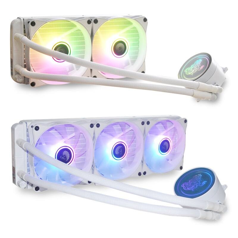 Alt View 2. Cluzine - White ARGB CPU Water Cooler 240/360mm Multi-platform Radiator - White.