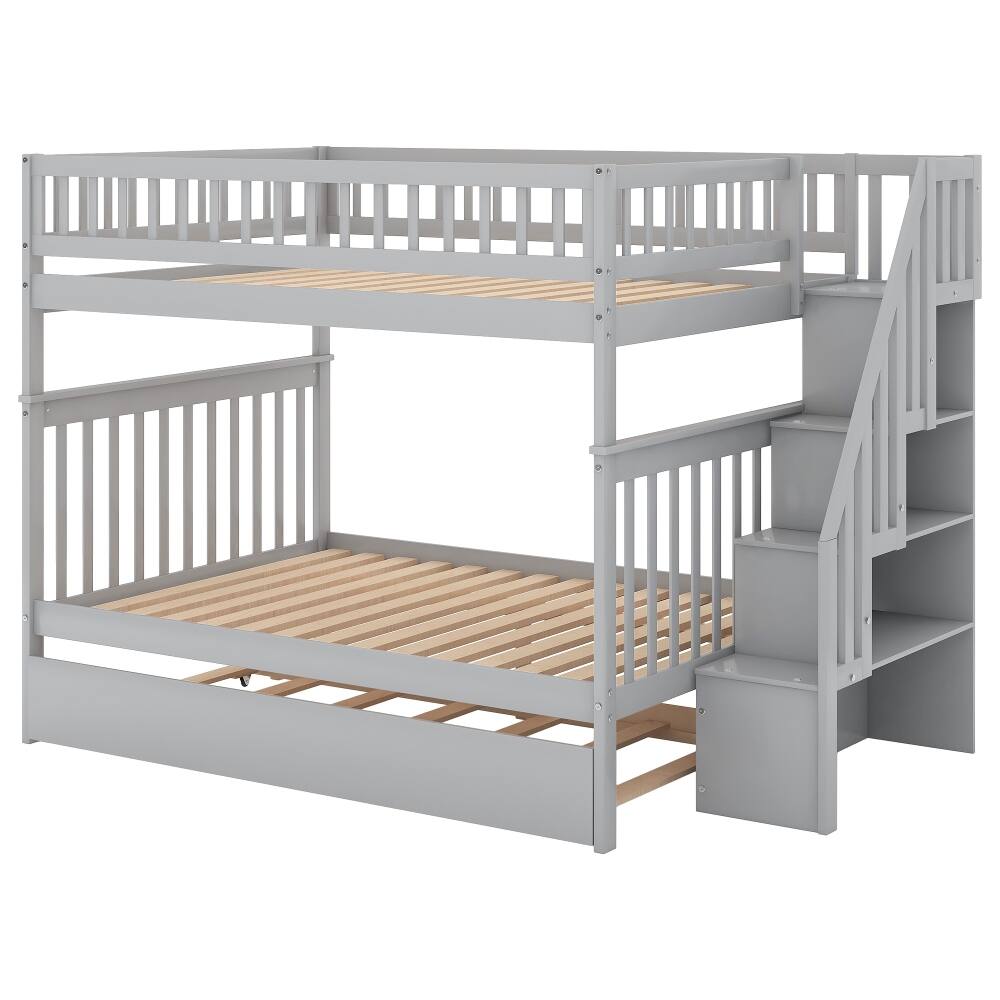 Alt View 3. Loheer - Loheer Full Over Full Bunk Bed with Trundle and Stairs Gray - Gray.