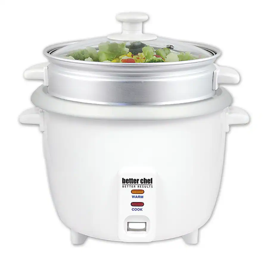 Excellent Chef Rice Better Chef 5 Cup Rice Cooker with Food Steamer Attachment White ...