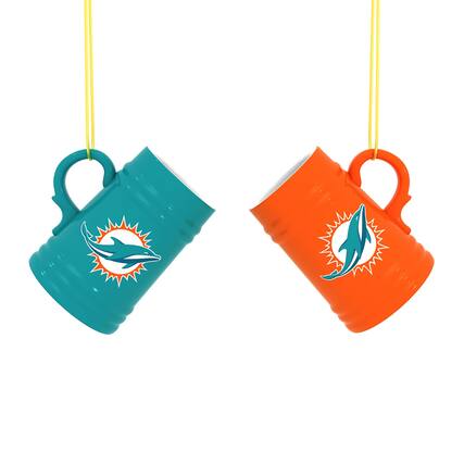Front. Evergreen Enterprises - Miami Dolphins Two-Pack 3" Mini Stein Ornament Set - Multicolor.