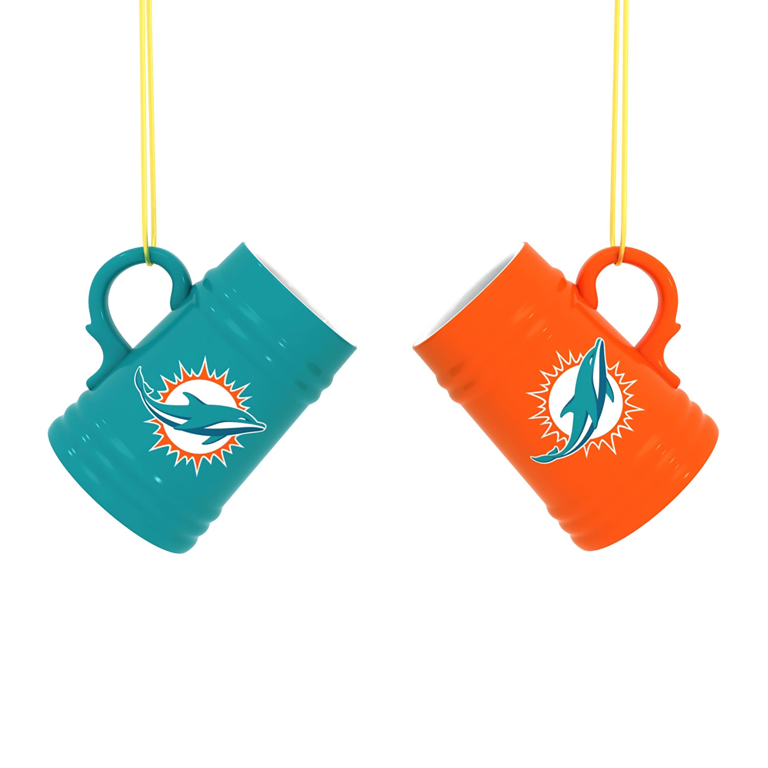 Front. Evergreen Enterprises - Miami Dolphins Two-Pack 3" Mini Stein Ornament Set - Multicolor.