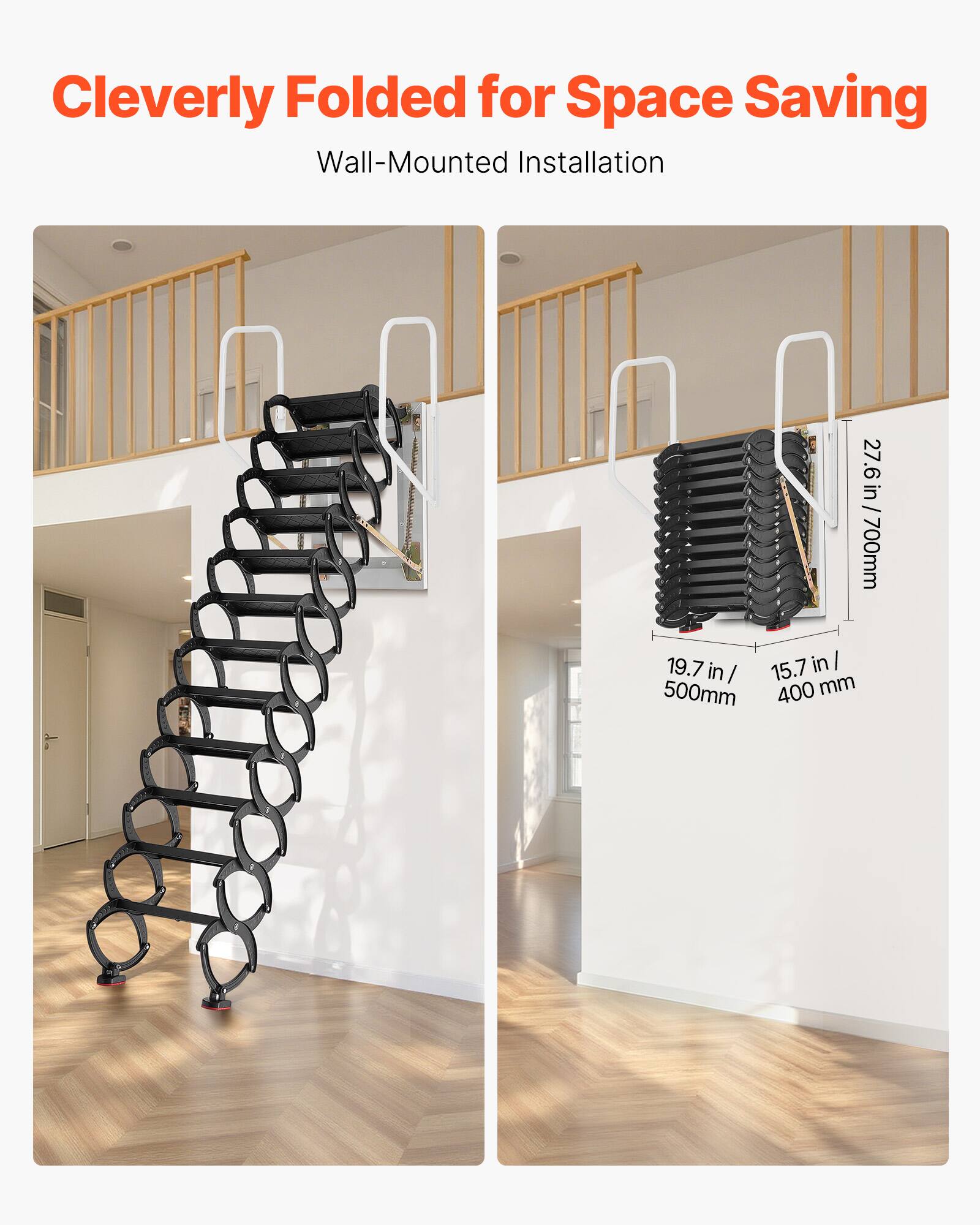 Cleverly Folded for Space Saving  
Wall-Mounted Installation  

27.6 in / 700mm  
19.7 in / 500mm  
15.7 in / 400 mm
