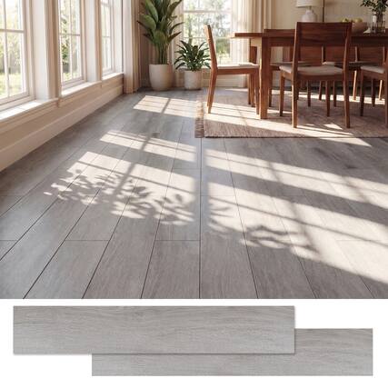 Front. Costway - Costway 48-Pack 72 Sq.Ft Floor Tile Vinyl Flooring, Waterproof Vinyl Plank Flooring - Gray.