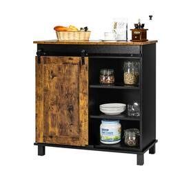Pefilos - Industrial Storage Cabinet with Sliding Barn Door, Wide and Smooth Cabinet, Cabinet for Indoor, Rustic - Brown