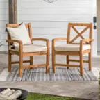 Alt View 11. Walker Edison - Hunter Acacia Wood Patio Chairs, Set of 2 - Brown.