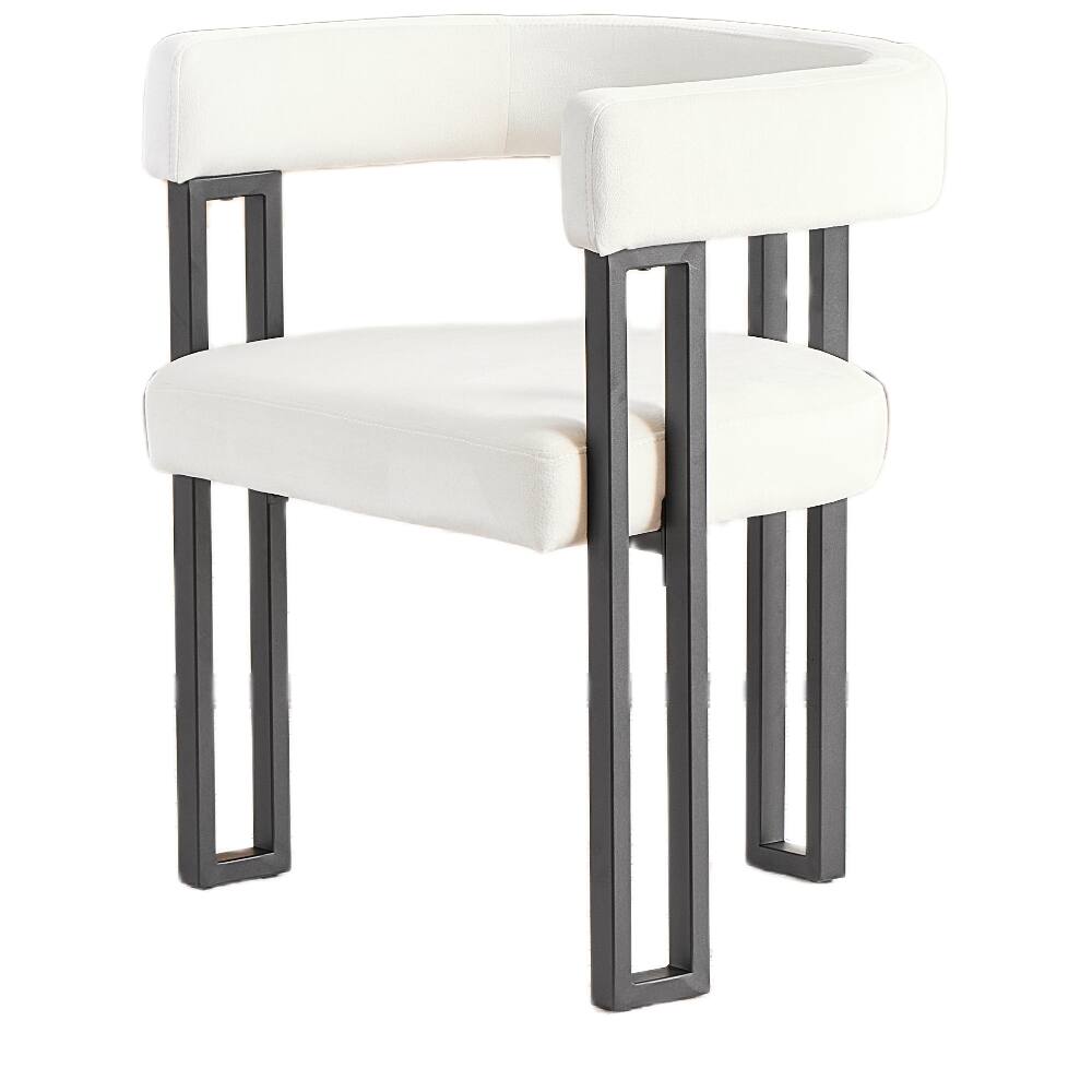 Alt View 6. Loheer - Loheer Upholstered Dining Chairs Set of 2 Beige Fabric Accent Armchairs Modern Side Chairs Black Metal Frame - Beige.